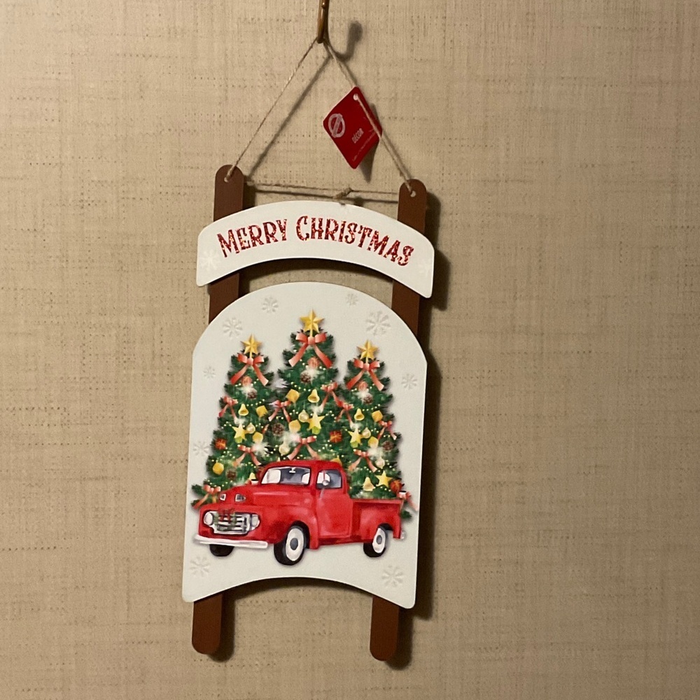 Festive Christmas Wall Hanging with Red Truck